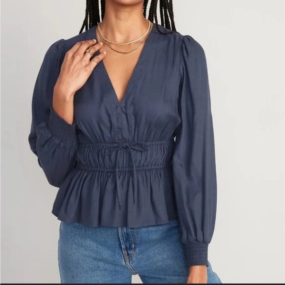 Old Navy Women’s Plus Size Drop Waist Long Sleeve Smocked Babydoll‎ Top Size 2X - Picture 1 of 7